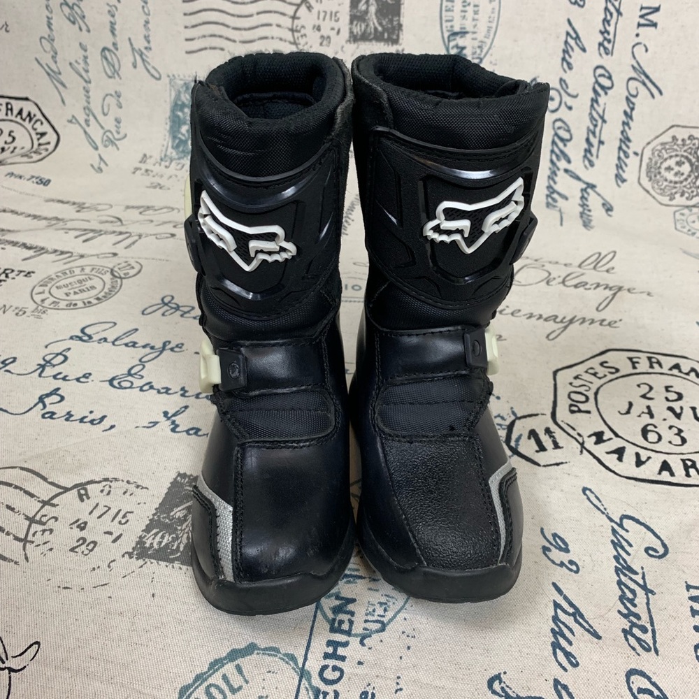 Kids Boys Fox Comp 5k Riding Boots SZ 11 Black/Wht